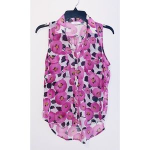 Lush Floral Sleeveless Blouse